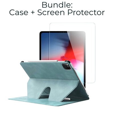 SaharaCase Apple iPad Pro 12.9 (4th,5th,6th Gen 2020-2022) Protection Bundle, Folio Case with Tempered Glass Screen, Aqua