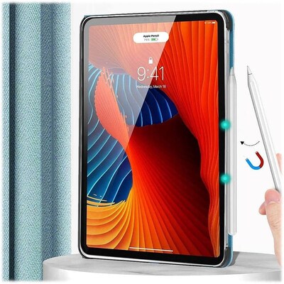 SaharaCase Apple iPad Pro 12.9" (4th,5th,6th Gen 2020-2022) Protection Bundle, Folio Case with Tempered Glass Screen, Aqua