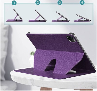 SaharaCase Apple iPad Pro 12.9" (4th,5th,6th 2020-2022) Protection Bundle,Folio Case with Tempered Glass Screen, Purple