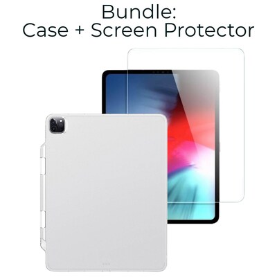 SaharaCase Apple iPad Pro 12.9 (4th,5th,6th 2020-2022) Protection Bundle, Hybrid Flex Case with Tempered Glass Screen, White