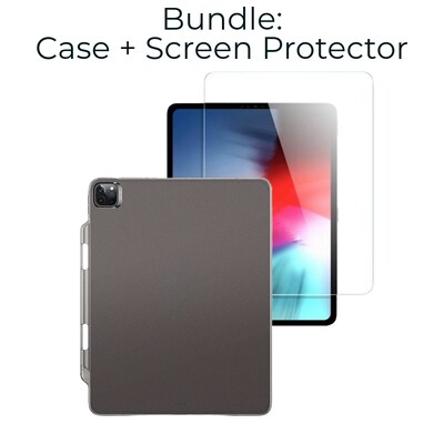 SaharaCase Apple iPad Pro 12.9 (4th,5th,6th Gen 2020-2022) Protection Bundle, Case with Tempered Glass Screen, Clear/Black