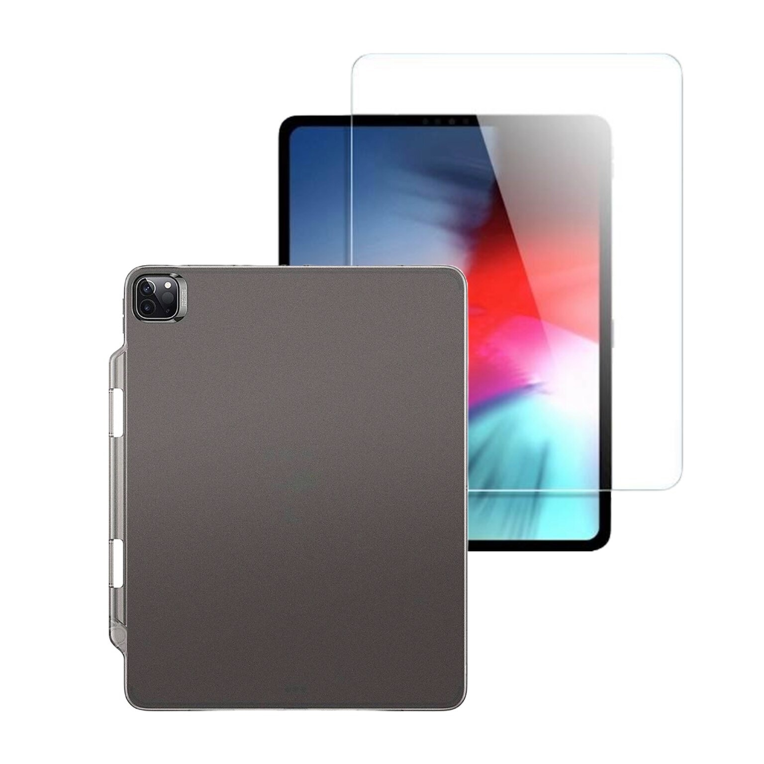 SaharaCase Apple iPad Pro 12.9 (4th,5th,6th Gen 2020-2022) Protection Bundle, Case with Tempered Glass Screen, Clear/Black