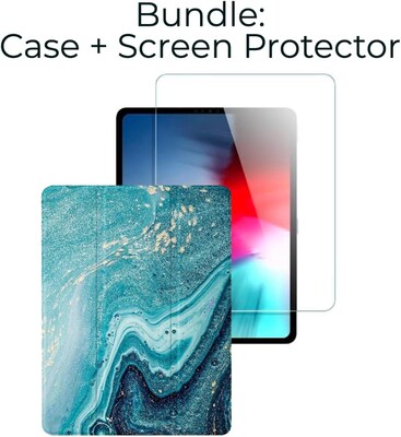 SaharaCase Apple iPad Pro 12.9 (4th,5th,6th Gen 2020-2022) Protection Bundle,Folio Case with Tempered Glass Screen, Green/Blue