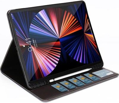 SaharaCase Apple iPad Pro 12.9" (4th,5th,6th Gen 2020-2022) Protection Bundle, Folio Case with Tempered Glass Screen, Black