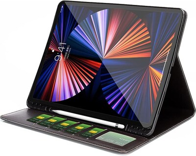 SaharaCase Apple iPad Pro 12.9" (4th,5th,6th Gen 2020-2022) Protection Bundle, Folio Case with Tempered Glass Screen, Black