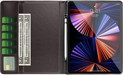 SaharaCase Apple iPad Pro 12.9" (4th,5th,6th Gen 2020-2022) Protection Bundle, Folio Case with Tempered Glass Screen, Black