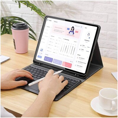 SaharaCase Apple iPad Pro 12.9" (4th,5th, and 6th Gen 2020-2022) Bundle, Keyboard Folio Case with Tempered Glass Screen, Black