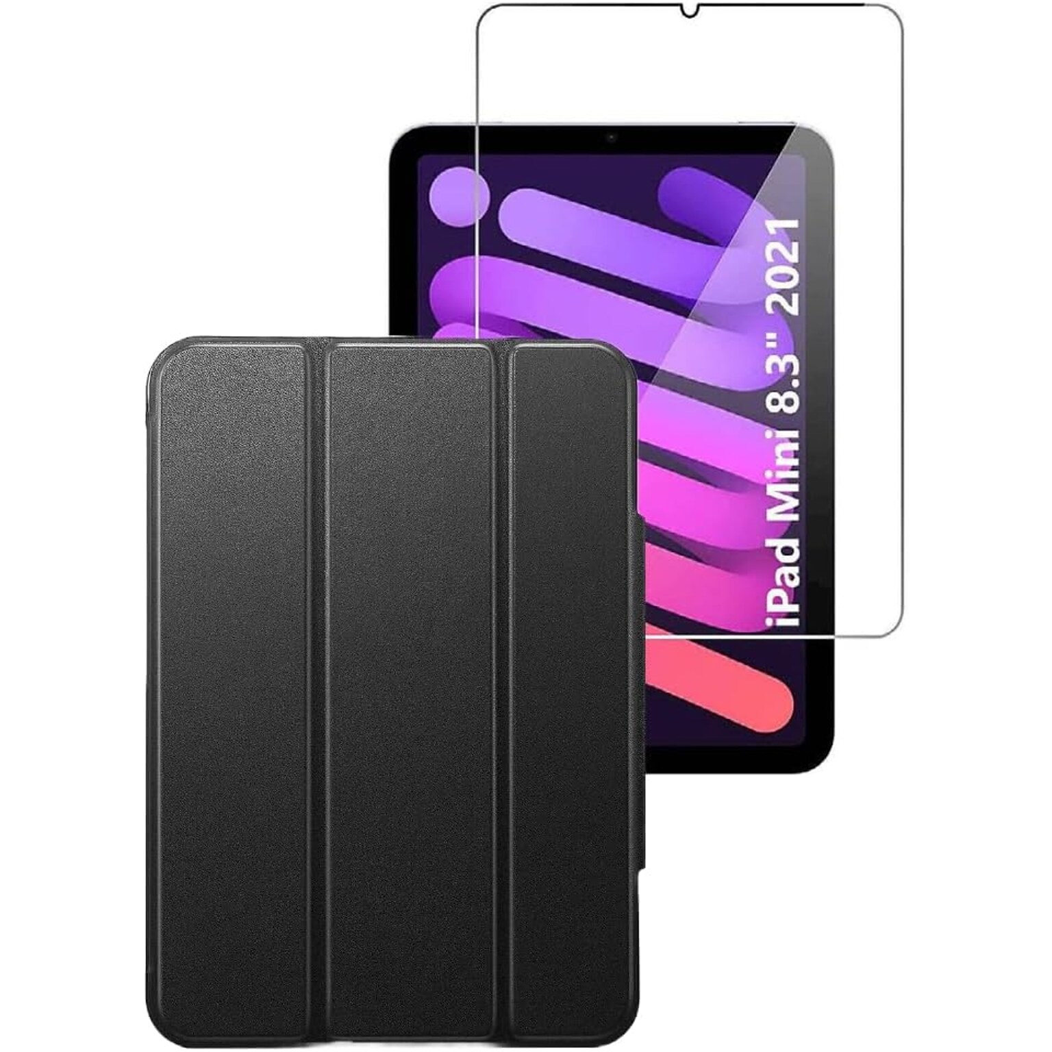 SaharaCase Apple iPad mini A17 Pro & 6th Generation 2021 Protection Bundle, ESR Folio Case with Tempered Glass Screen, Black