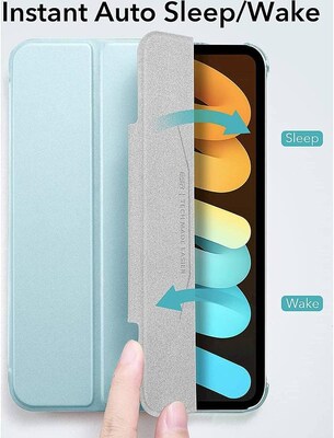 SaharaCase Apple iPad mini A17 Pro & 6th Generation 2021 Protection Bundle, Folio Case with Tempered Glass Screen, Aqua