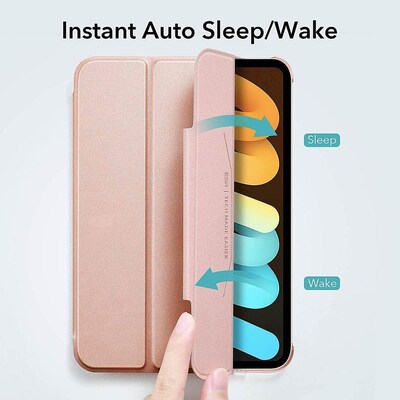 SaharaCase Apple iPad mini A17 Pro & 6th Generation 2021 Protection Bundle, Folio Case with Tempered Glass Screen, Rose Gold