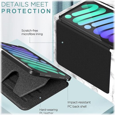 SaharaCase Apple iPad mini A17 Pro & 6th Generation 2021 Protection Bundle, Multi-Angle Case with Tempered Glass Screen, Black