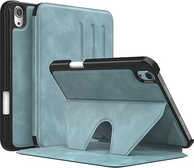 SaharaCase Apple iPad mini A17 Pro & 6th Generation 2021 Protection Bundle, Multi-Angle Case with Tempered Glass Screen, Aqua