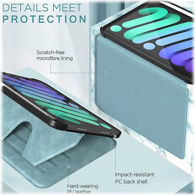 SaharaCase Apple iPad mini A17 Pro & 6th Generation 2021 Protection Bundle, Multi-Angle Case with Tempered Glass Screen, Aqua