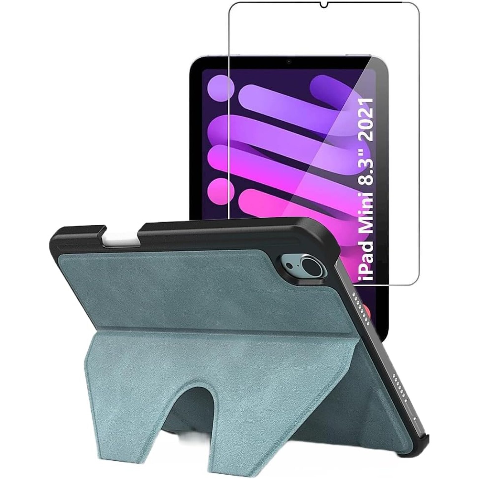 SaharaCase Apple iPad mini A17 Pro & 6th Generation 2021 Protection Bundle, Multi-Angle Case with Tempered Glass Screen, Aqua