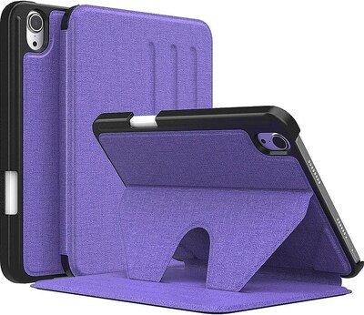 SaharaCase Apple iPad mini A17 Pro & 6th Generation 2021 Protection Bundle, Multi-Angle Case with Tempered Glass Screen, Purple