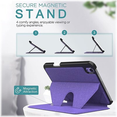 SaharaCase Apple iPad mini A17 Pro & 6th Generation 2021 Protection Bundle, Multi-Angle Case with Tempered Glass Screen, Purple