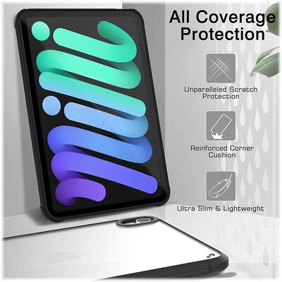 SaharaCase Apple iPad mini A17 Pro & 6th Generation 2021 Protection Bundle, Hybrid-Flex Case with Tempered Glass, Clear Black