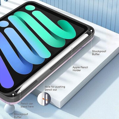 SaharaCase Apple iPad mini A17 Pro & 6th Generation 2021 Protection Bundle, Folio Case with Tempered Glass Screen, Purple Marble