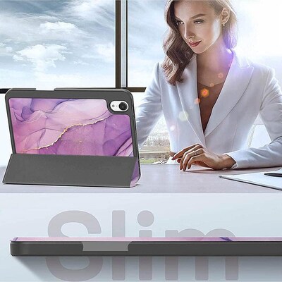 SaharaCase Apple iPad mini A17 Pro & 6th Generation 2021 Protection Bundle, Folio Case with Tempered Glass Screen, Purple Marble