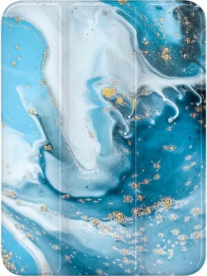 SaharaCase Apple iPad mini A17 Pro & 6th Generation 2021 Protection Bundle, Folio Case with Tempered Glass Screen, Blue Marble