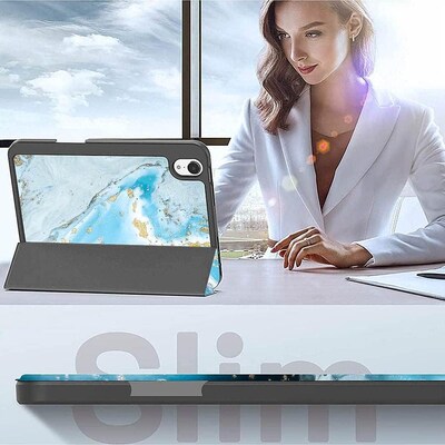 SaharaCase Apple iPad mini A17 Pro & 6th Generation 2021 Protection Bundle, Folio Case with Tempered Glass Screen, Blue Marble