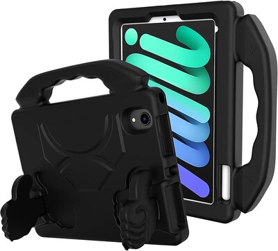 SaharaCase Apple iPad mini A17 Pro & 6th Generation 2021 Protection Bundle, KidProof Case with Tempered Glass Screen, Black