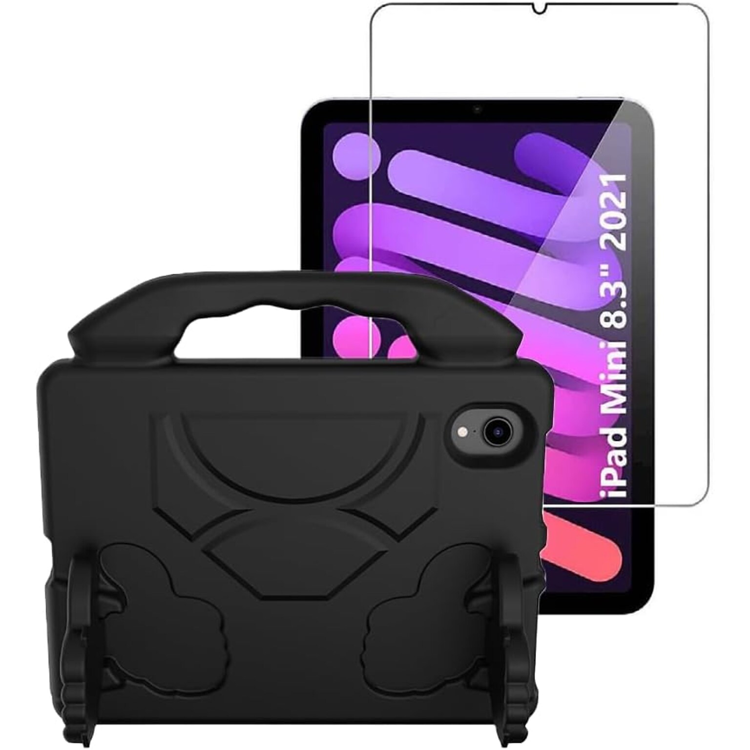 SaharaCase Apple iPad mini A17 Pro & 6th Generation 2021 Protection Bundle, KidProof Case with Tempered Glass Screen, Black