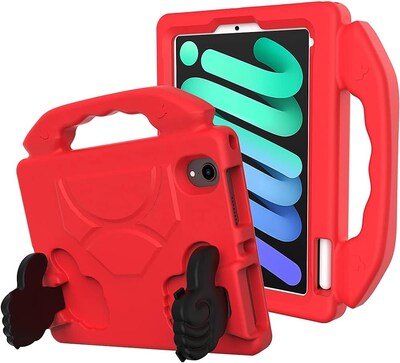 SaharaCase Apple iPad mini A17 Pro & 6th Generation 2021 Protection Bundle, KidProof Case with Tempered Glass Screen, Red