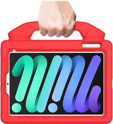 SaharaCase Apple iPad mini A17 Pro & 6th Generation 2021 Protection Bundle, KidProof Case with Tempered Glass Screen, Red