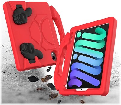 SaharaCase Apple iPad mini A17 Pro & 6th Generation 2021 Protection Bundle, KidProof Case with Tempered Glass Screen, Red