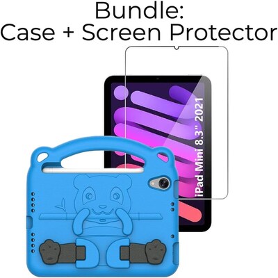 SaharaCase Apple iPad mini A17 Pro & 6th Generation 2021 Protection Bundle, KidProof Case with Tempered Glass Screen, Blue