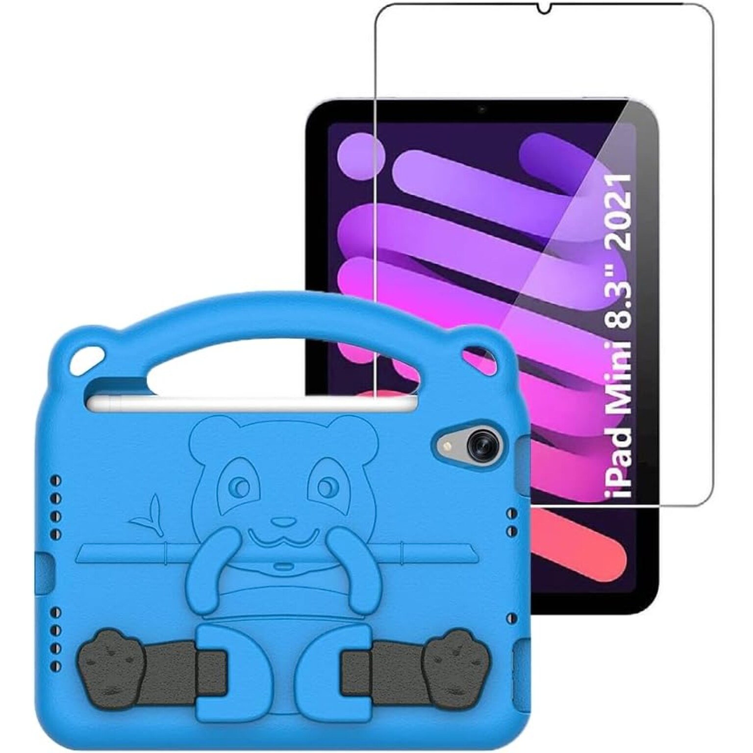 SaharaCase Apple iPad mini A17 Pro & 6th Generation 2021 Protection Bundle, KidProof Case with Tempered Glass Screen, Blue