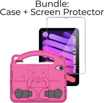 SaharaCase Apple iPad mini A17 Pro & 6th Generation 2021 Protection Bundle, KidProof Case with Tempered Glass Screen, Pink