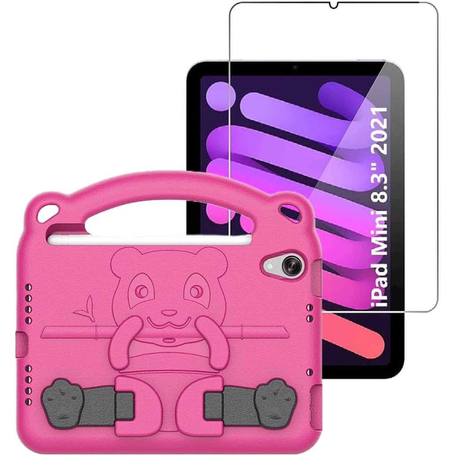 SaharaCase Apple iPad mini A17 Pro & 6th Generation 2021 Protection Bundle, KidProof Case with Tempered Glass Screen, Pink