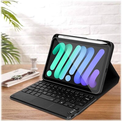 SaharaCase Apple iPad mini A17 Pro & 6th Generation 2021 Protection Bundle, Keyboard Folio Case with Tempered Glass, Black