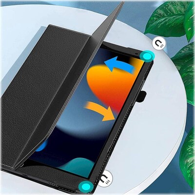 SaharaCase Apple iPad 10.2" (9th Generation 2021) Protection Bundle, Bi-Fold Folio Case with Tempered Glass Screen, Black