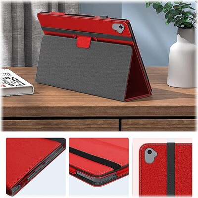 SaharaCase Apple iPad 10.2" (9th Generation 2021) Protection Bundle, Bi-Fold Folio Case with Tempered Glass Screen, Red