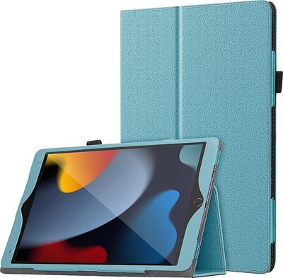 SaharaCase Apple iPad 10.2" (9th Generation 2021) Protection Bundle, Bi-Fold Folio Case with Tempered Glass Screen, Aqua