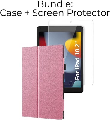 SaharaCase Apple iPad 10.2 (9th Generation 2021) Protection Bundle, Bi-Fold Folio Case with Tempered Glass Screen, Rose Gold