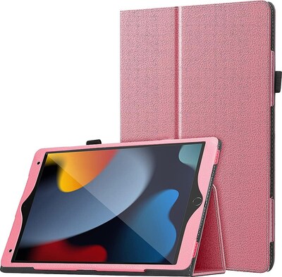 SaharaCase Apple iPad 10.2" (9th Generation 2021) Protection Bundle, Bi-Fold Folio Case with Tempered Glass Screen, Rose Gold