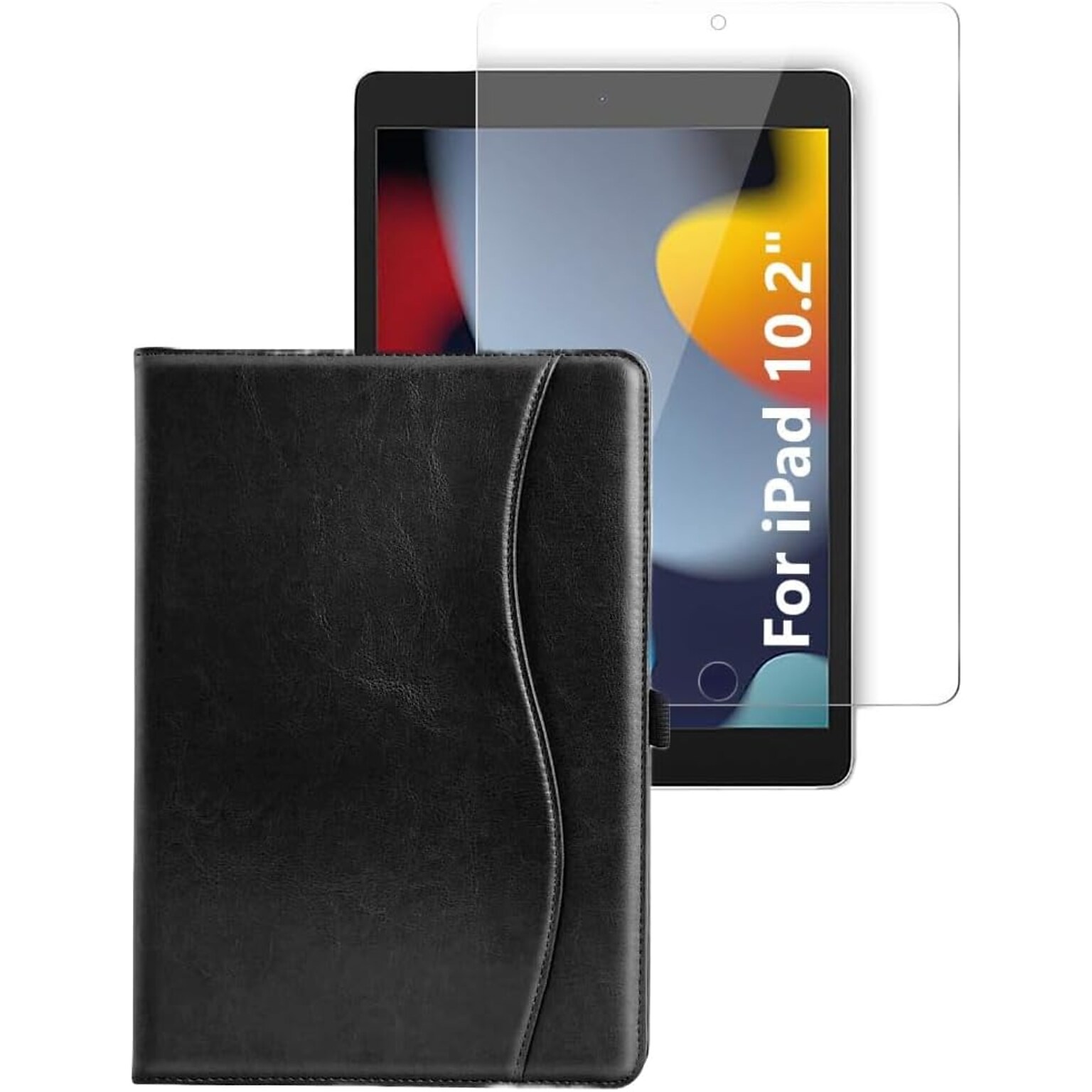 SaharaCase Apple iPad 10.2 (7th, 8th, & 9th Gen 2021) Protection Bundle, Folio Case with Tempered Glass Screen, Black
