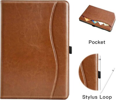 SaharaCase Apple iPad 10.2" (9th Generation 2021) Protection Bundle, Business Folio Case with Tempered Glass Screen, Brown