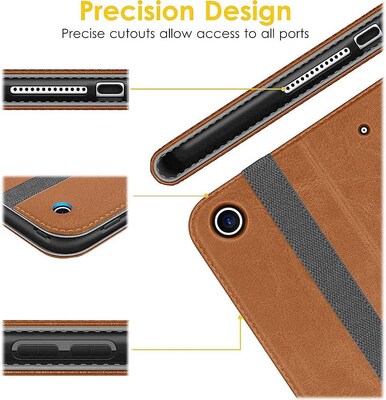 SaharaCase Apple iPad 10.2" (9th Generation 2021) Protection Bundle, Business Folio Case with Tempered Glass Screen, Brown