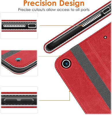 SaharaCase Apple iPad 10.2" (7th, 8th, & 9th Gen 2021) Protection Bundle, Folio Case with Tempered Glass Screen, Red