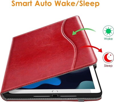 SaharaCase Apple iPad 10.2" (7th, 8th, & 9th Gen 2021) Protection Bundle, Folio Case with Tempered Glass Screen, Red