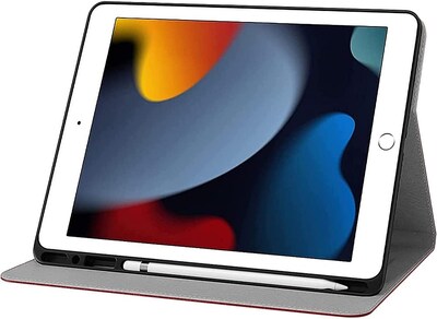 SaharaCase Apple iPad 10.2" (7th, 8th, & 9th Gen 2021) Protection Bundle, Folio Case with Tempered Glass Screen, Red