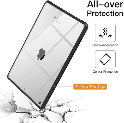 SaharaCase Apple iPad 10.2" (9th Gen 2021) Protection Bundle, Hybrid-Flex Case with Tempered Glass Screen, Clear Black
