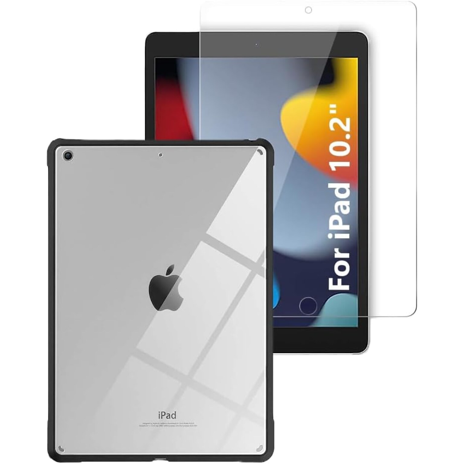 SaharaCase Apple iPad 10.2 (9th Gen 2021) Protection Bundle, Hybrid-Flex Case with Tempered Glass Screen, Clear Black