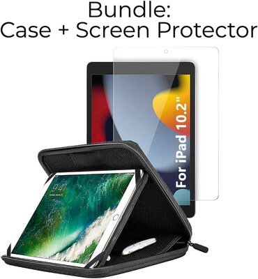 SaharaCase Apple iPad 10.2 & 10.9 Protection Bundle, Sleeve/Organizer Case with Tempered Glass Screen, Black