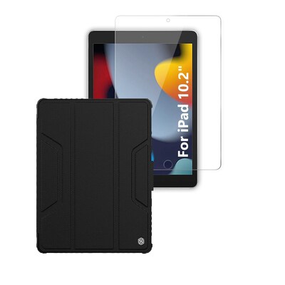 SaharaCase Apple iPad 10.2 (9th Gen 2021) (8th Gen 2020) Protection Bundle, Heavy Duty Case with Tempered Glass Screen, Black